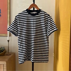 Madewell Striped Boxy Tee Coastal T-Shirt Classic Blue White Oversized Shirt XS